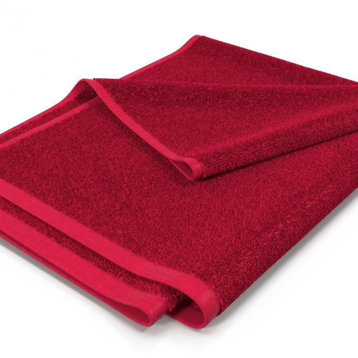 3D model Towel 4 Red with Fur