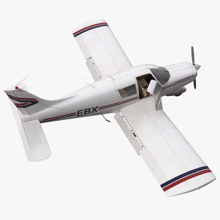 Light Aircraft Piper PA-28 Cherokee Rigged 3D