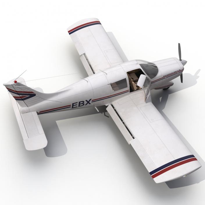 Light Aircraft Piper PA-28 Cherokee Rigged 3D