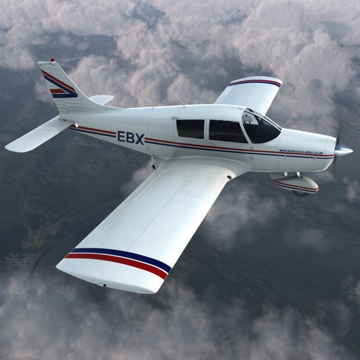 Light Aircraft Piper PA-28 Cherokee Rigged 3D