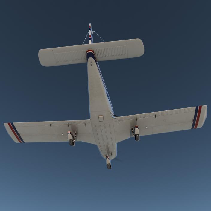 Light Aircraft Piper PA-28 Cherokee Rigged 3D