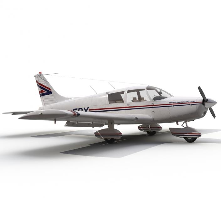 Light Aircraft Piper PA-28 Cherokee Rigged 3D