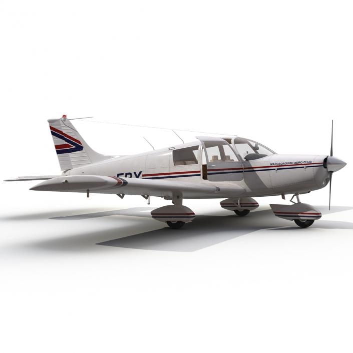 Light Aircraft Piper PA-28 Cherokee Rigged 3D