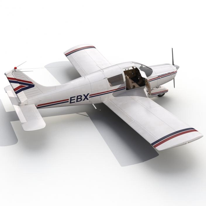 Light Aircraft Piper PA-28 Cherokee Rigged 3D