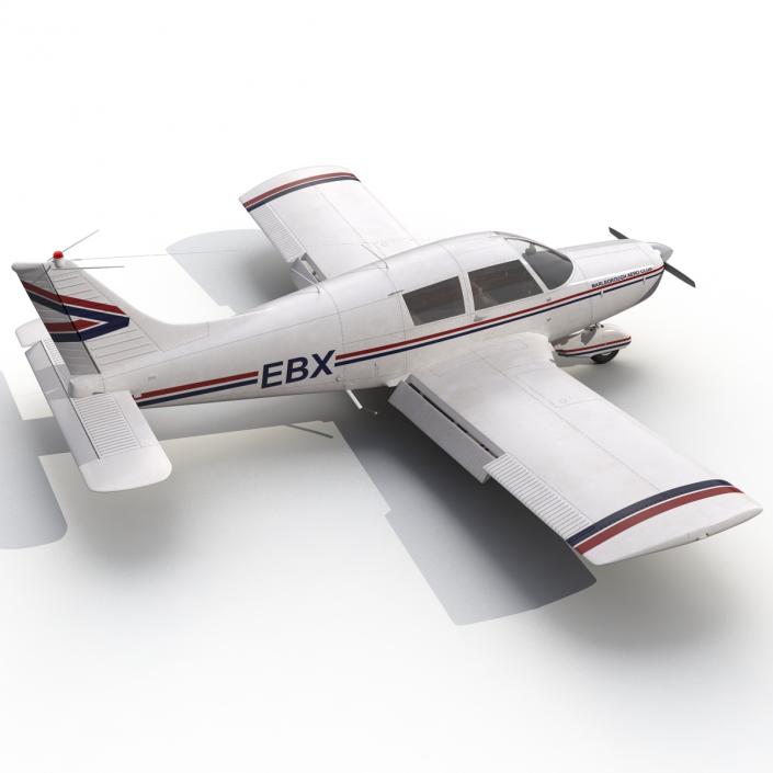 Light Aircraft Piper PA-28 Cherokee Rigged 3D