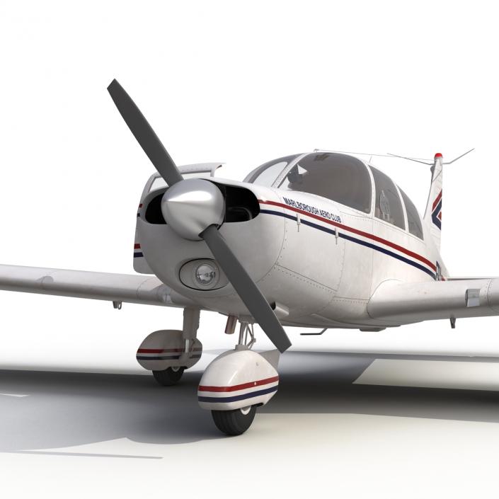 Light Aircraft Piper PA-28 Cherokee Rigged 3D