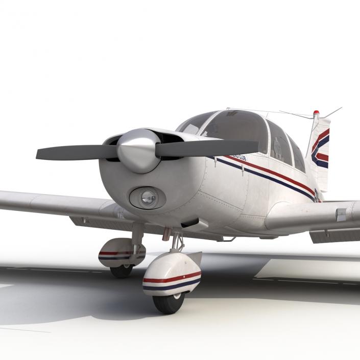 Light Aircraft Piper PA-28 Cherokee Rigged 3D