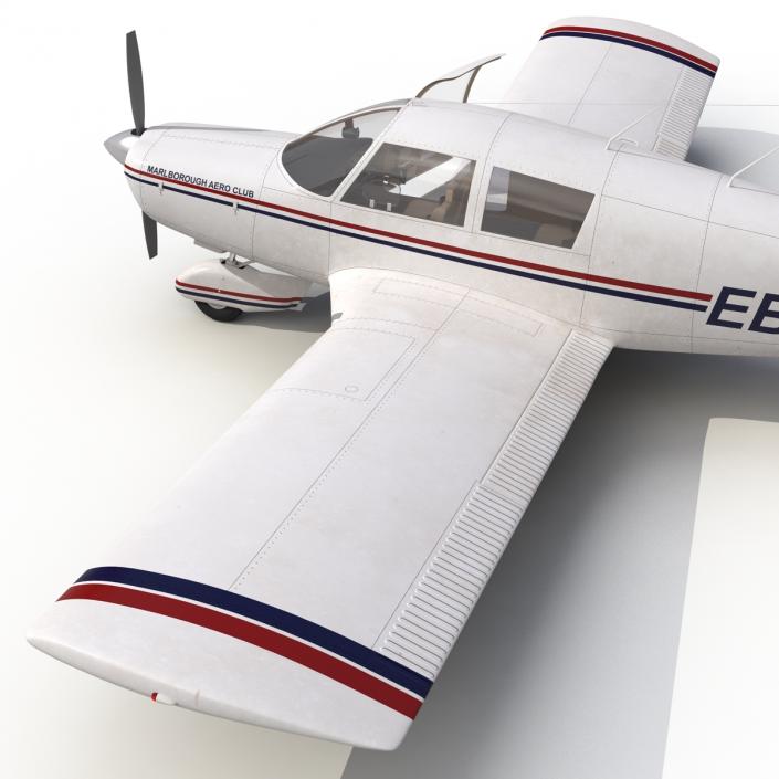 Light Aircraft Piper PA-28 Cherokee Rigged 3D