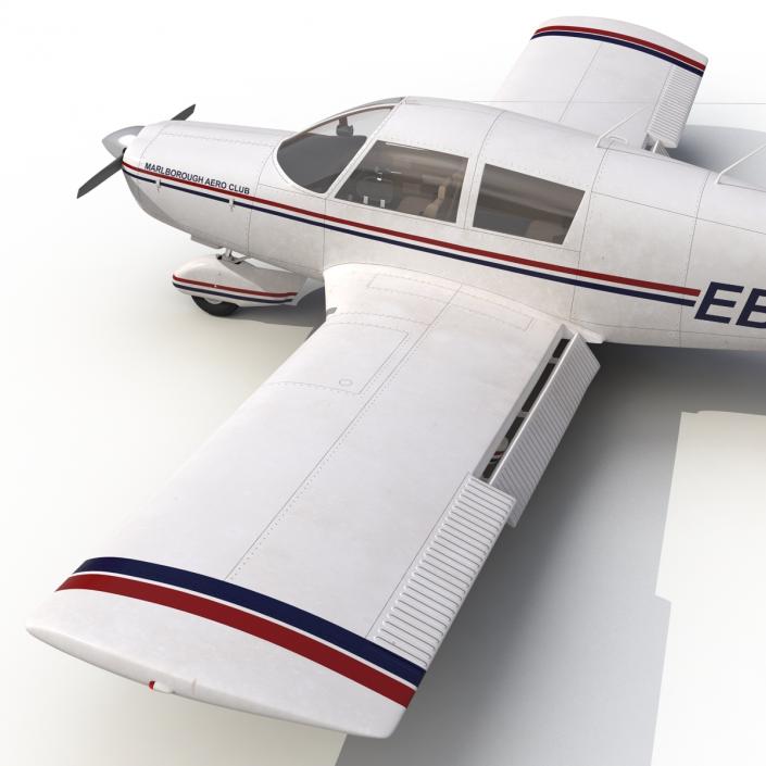 Light Aircraft Piper PA-28 Cherokee Rigged 3D