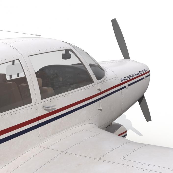 Light Aircraft Piper PA-28 Cherokee Rigged 3D