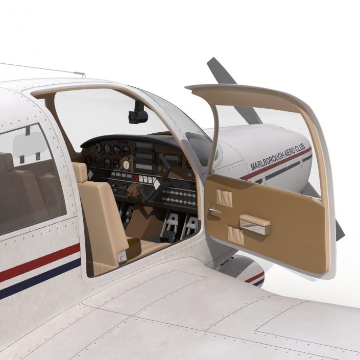 Light Aircraft Piper PA-28 Cherokee Rigged 3D