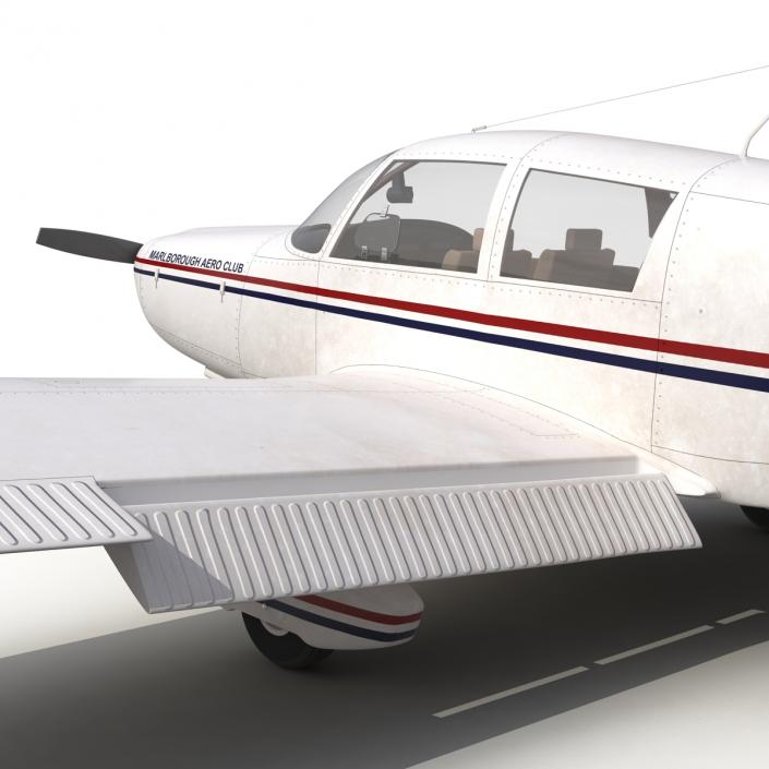 Light Aircraft Piper PA-28 Cherokee Rigged 3D