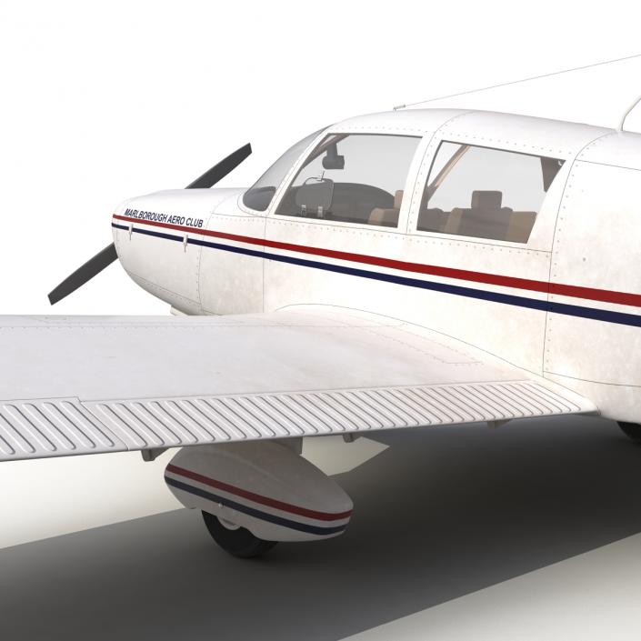 Light Aircraft Piper PA-28 Cherokee Rigged 3D