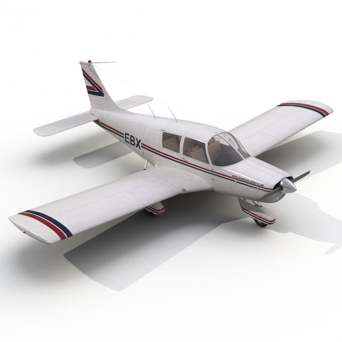 Light Aircraft Piper PA-28 Cherokee Rigged 3D