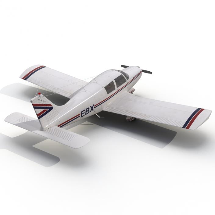 Light Aircraft Piper PA-28 Cherokee Rigged 3D