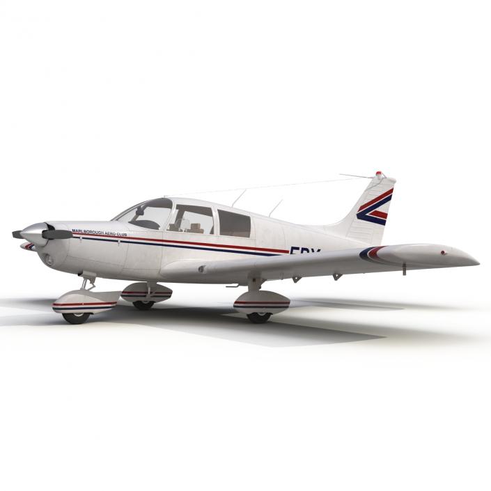 Light Aircraft Piper PA-28 Cherokee Rigged 3D