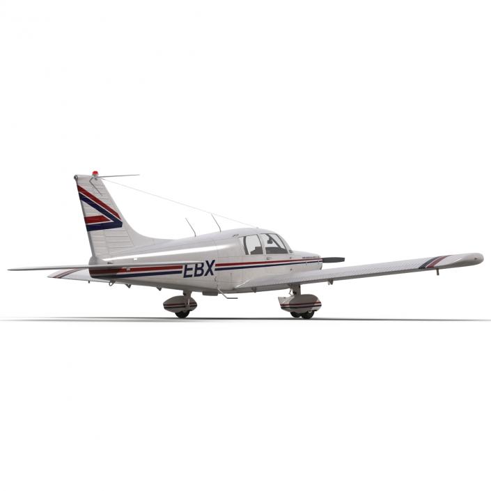 Light Aircraft Piper PA-28 Cherokee Rigged 3D