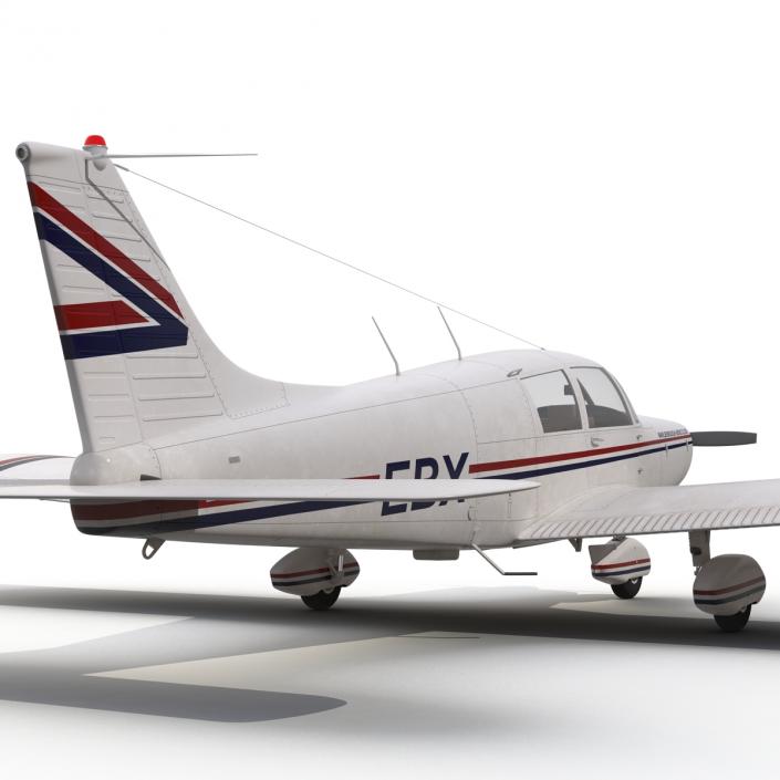 Light Aircraft Piper PA-28 Cherokee Rigged 3D