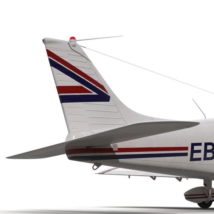 Light Aircraft Piper PA-28 Cherokee Rigged 3D