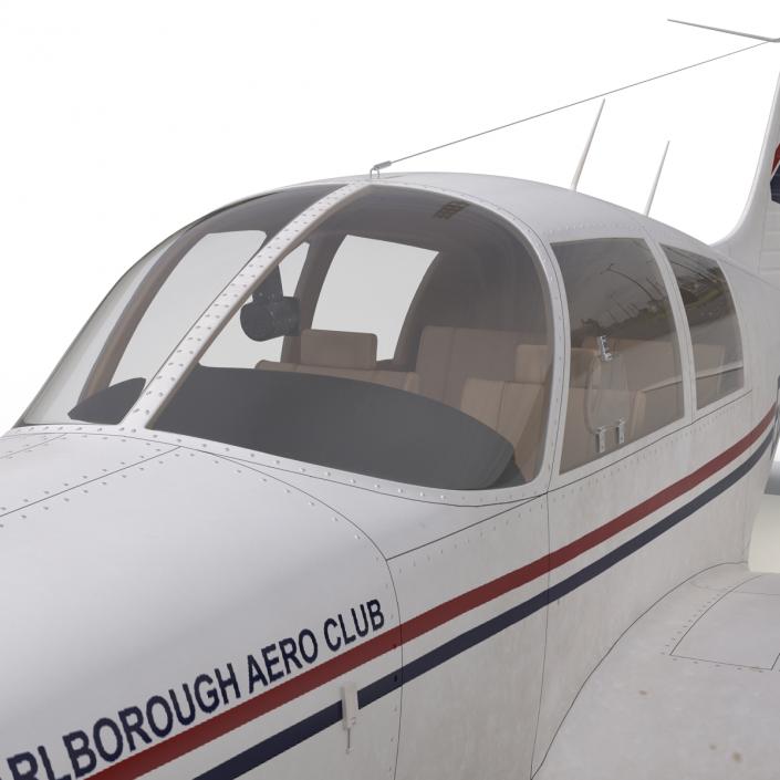 Light Aircraft Piper PA-28 Cherokee Rigged 3D