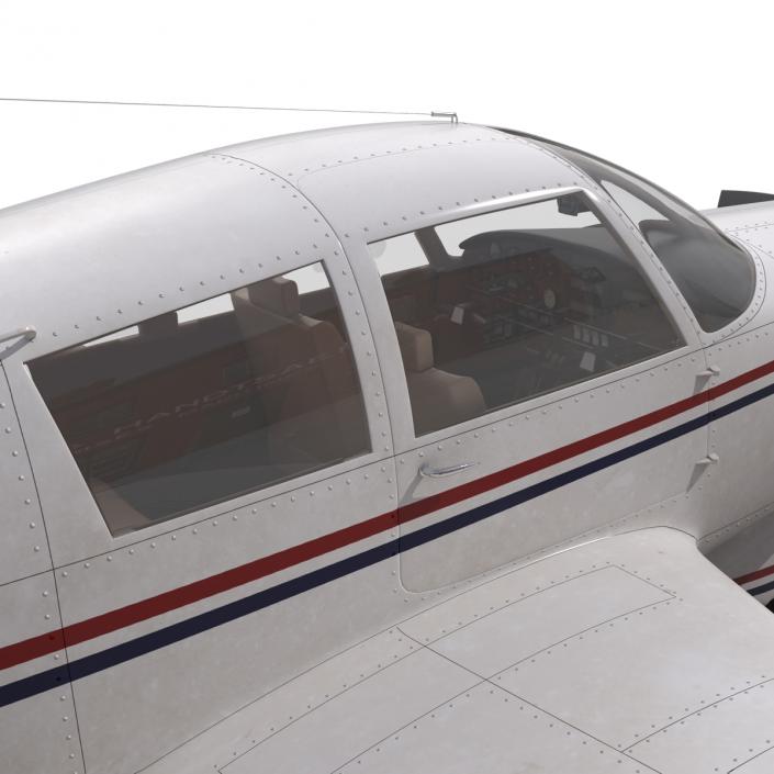 Light Aircraft Piper PA-28 Cherokee Rigged 3D