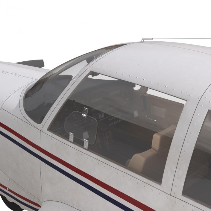 Light Aircraft Piper PA-28 Cherokee Rigged 3D