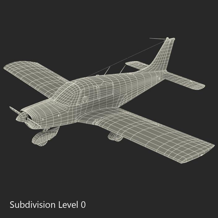 Light Aircraft Piper PA-28 Cherokee Rigged 3D