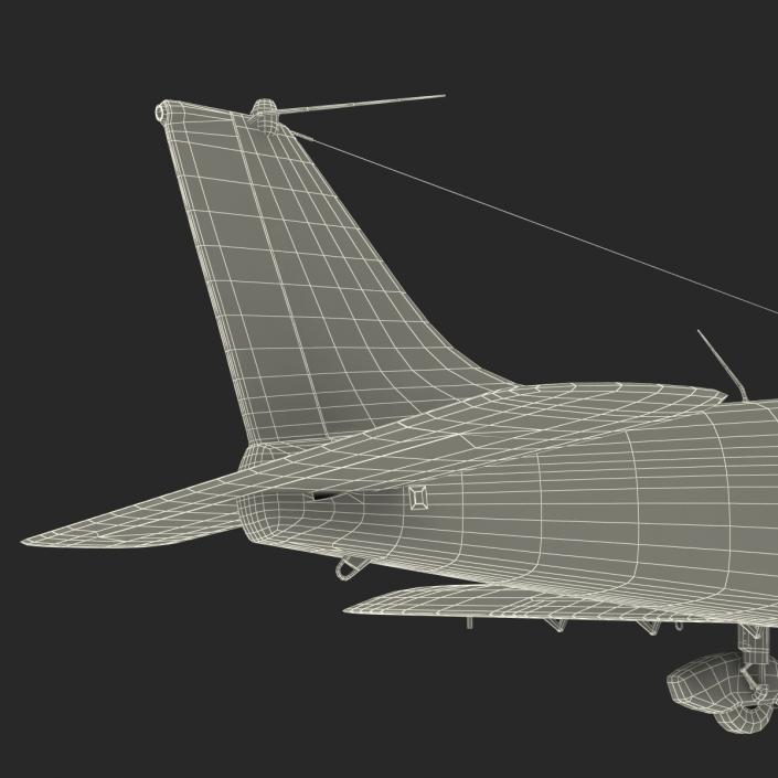 Light Aircraft Piper PA-28 Cherokee Rigged 3D