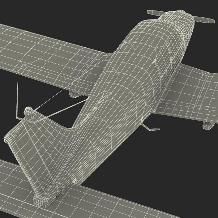 Light Aircraft Piper PA-28 Cherokee Rigged 3D