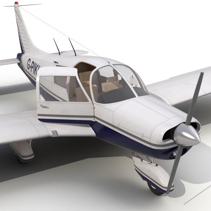 Light Aircraft Piper PA-28 Cherokee Rigged 2 3D model