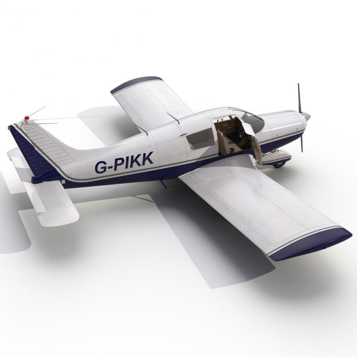 Light Aircraft Piper PA-28 Cherokee Rigged 2 3D model