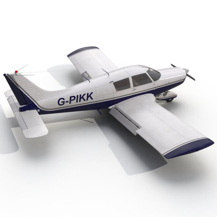 Light Aircraft Piper PA-28 Cherokee Rigged 2 3D model