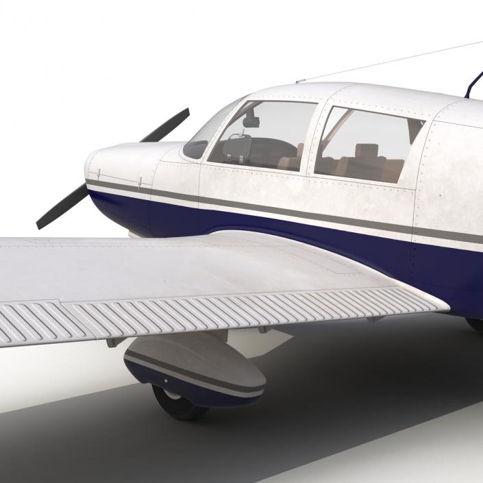 Light Aircraft Piper PA-28 Cherokee Rigged 2 3D model