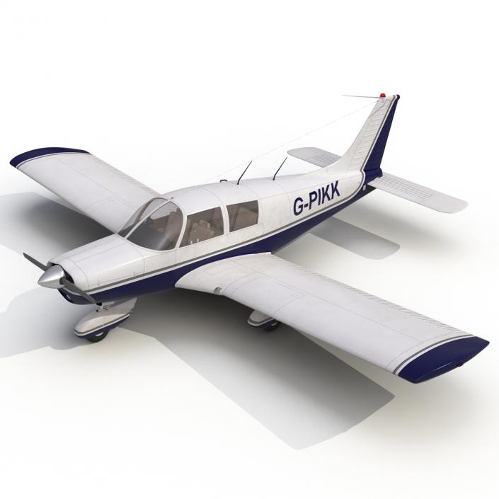 Light Aircraft Piper PA-28 Cherokee Rigged 2 3D model