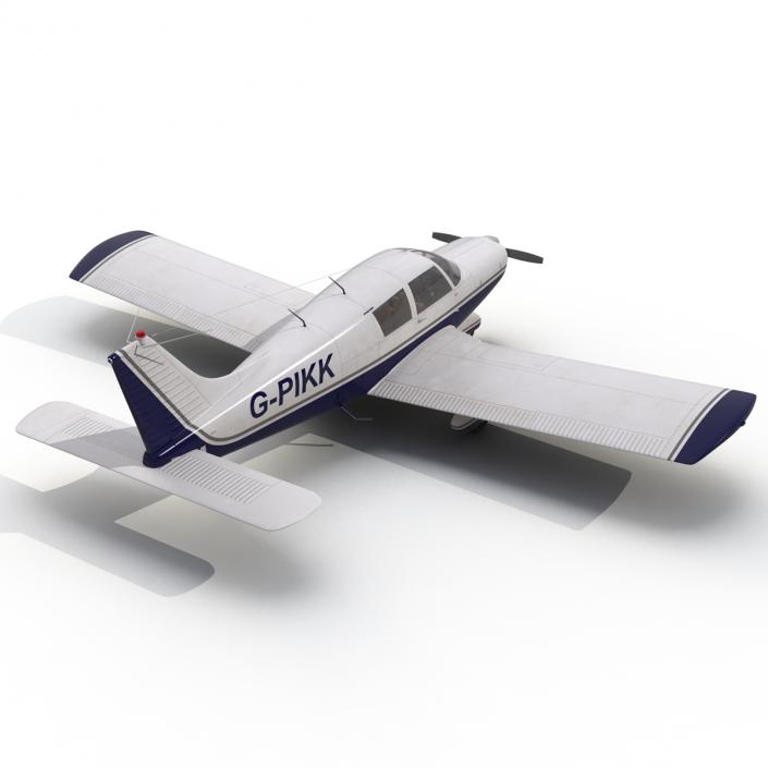 Light Aircraft Piper PA-28 Cherokee Rigged 2 3D model