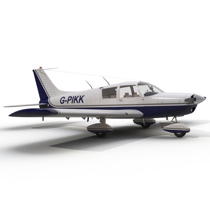 Light Aircraft Piper PA-28 Cherokee Rigged 2 3D model