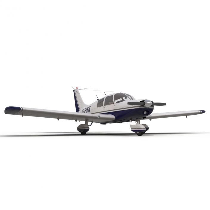 Light Aircraft Piper PA-28 Cherokee Rigged 2 3D model