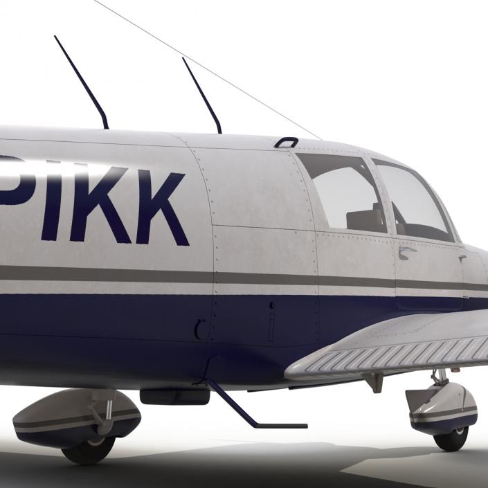 Light Aircraft Piper PA-28 Cherokee Rigged 2 3D model