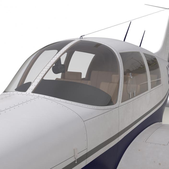 Light Aircraft Piper PA-28 Cherokee Rigged 2 3D model