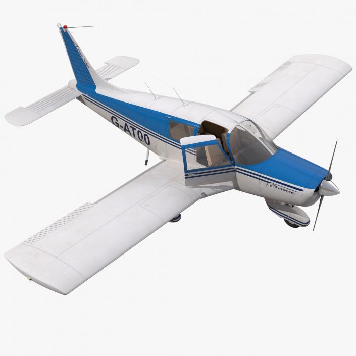 Light Aircraft Piper PA-28 Cherokee Rigged 3 3D model