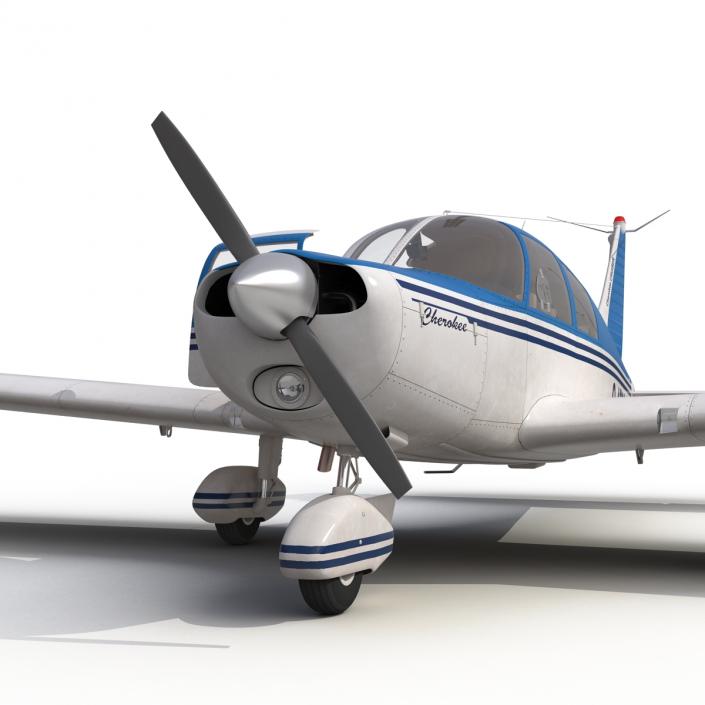 Light Aircraft Piper PA-28 Cherokee Rigged 3 3D model