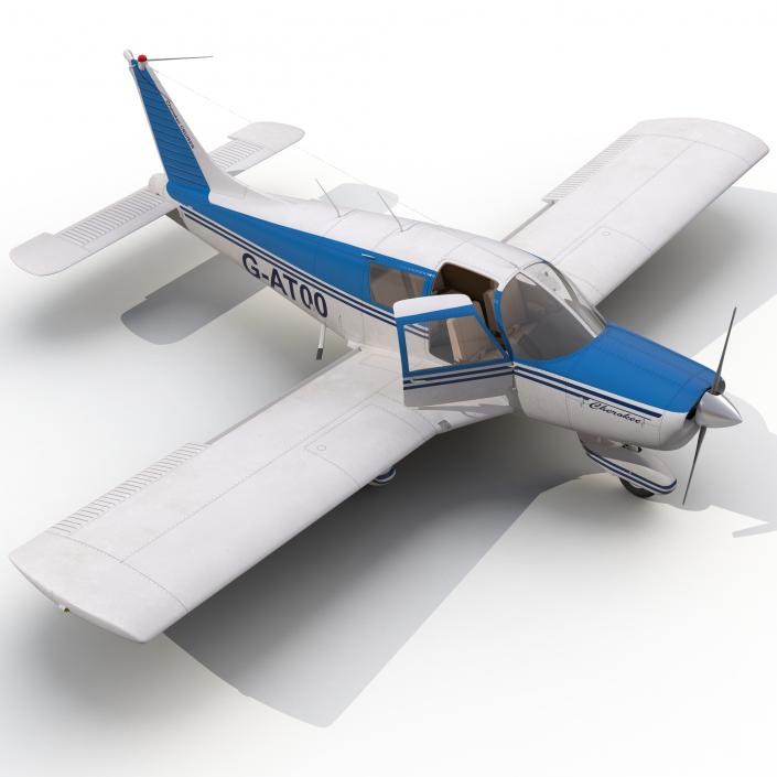 Light Aircraft Piper PA-28 Cherokee Rigged 3 3D model