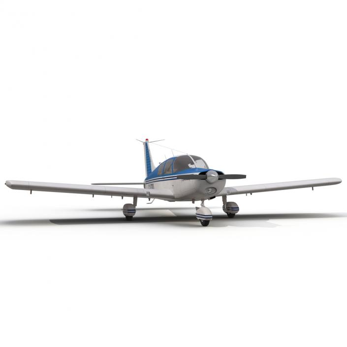 Light Aircraft Piper PA-28 Cherokee Rigged 3 3D model