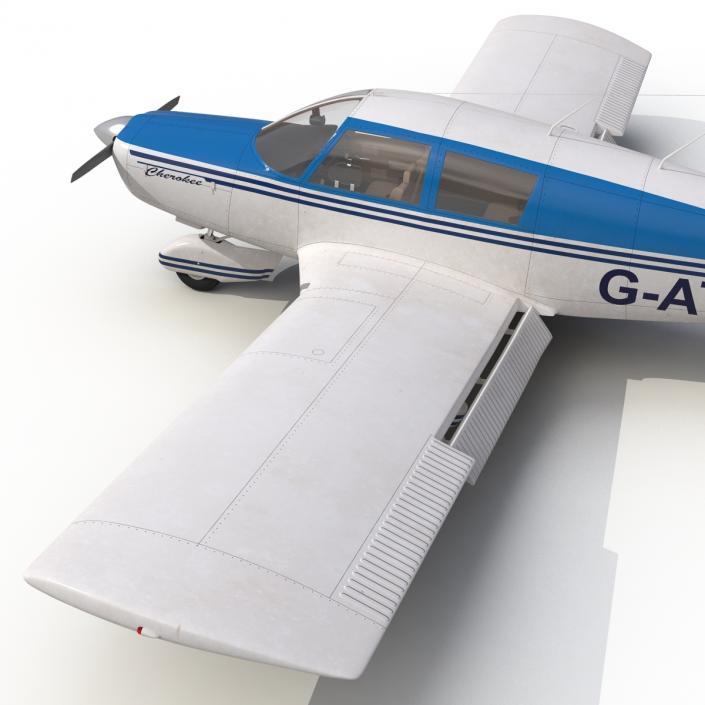 Light Aircraft Piper PA-28 Cherokee Rigged 3 3D model