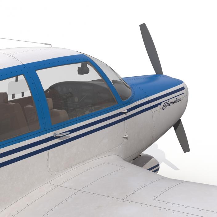 Light Aircraft Piper PA-28 Cherokee Rigged 3 3D model