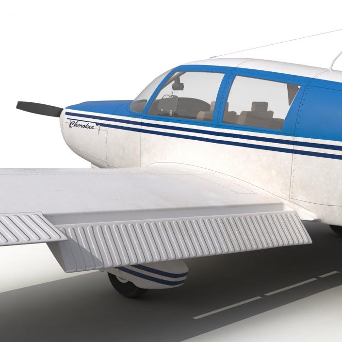 Light Aircraft Piper PA-28 Cherokee Rigged 3 3D model