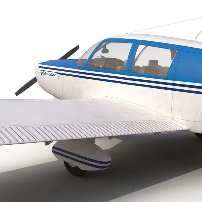 Light Aircraft Piper PA-28 Cherokee Rigged 3 3D model