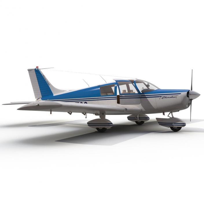 Light Aircraft Piper PA-28 Cherokee Rigged 3 3D model