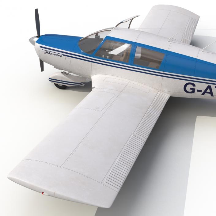 Light Aircraft Piper PA-28 Cherokee Rigged 3 3D model