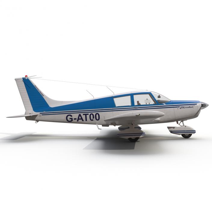 Light Aircraft Piper PA-28 Cherokee Rigged 3 3D model